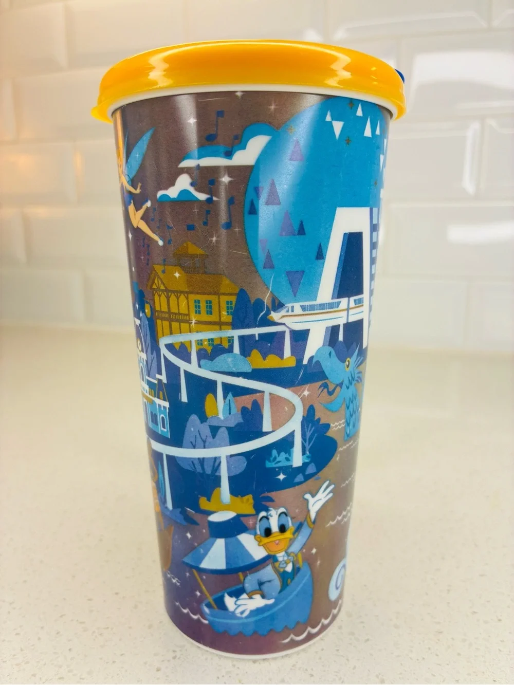 Disney Parks 50th Anniversary Gold Blue Stitch Mickey Moana Souvenir Cup